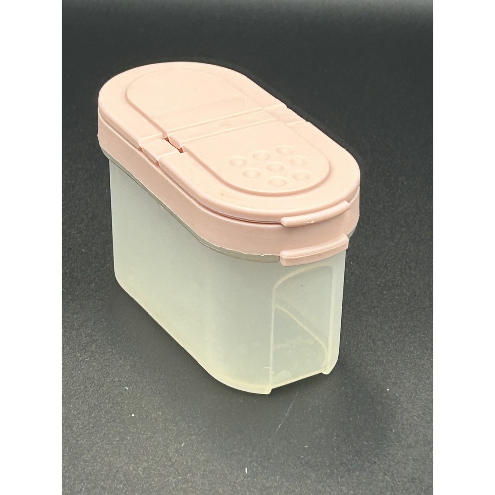 Vintage Modular Mate Tupperware Spice Salt Pepper Shaker Container Pink Lid